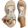 Sobzia Sandali Donna,Sandali Donna Estive Gioiello Comodi Eleganti Sandalo da Spiaggia Antiscivolo Lavabili Scarpe Estivo Morbida Punta Aperta Ciabatte Leggero Bohémien Beige 39