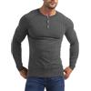Yewloch Uomo Manica Lunga Henley Maglietta Scollo,Cotone Uomo Manica Lunga/Corte Shirt,T Shirt Casuale con Collo Serafino,vestibilità Slim Grigio Scuro L