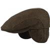 Hut Breiter Breiter Berretto Invernale da Uomo con Paraorecchie Flatcap Berretto Piato con Visiera Basco Scozzese 100% Lana Protezione per Le Orecchie - Pieghevole Delicato sulla Pelle e Comodo Marrone 58