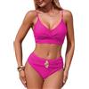 Adigaber Donna Costume da Bagno Due Pezzi Vita Alta Incrociato Frontale Costumi da Bagno Metallico Bikini Set