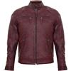 Infinity Leather Giacca Bordeaux da Uomo con Cerniera 100% Vera Pelle Stile Motociclista 4XL
