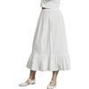 BEAUTELICATE Sottogonna Donna Cotone Lunga Corta Antistatico Mezza Gonna per Donna con Volant Sottoveste Vita Elastica S-2XL (Avorio - 85cm, M)