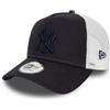 New Era NY Berretto per i Tifosi Cappellino da Camionista Cappello New York Yankees Baseball Logo della Squadra Blu Scuro Bianco