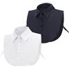 XEPST Colletto Camicia Donna, 2 Pezzi Colletto Staccabile Donna, Camicetta Finta Colletto, Falso Colletto Camicia Mezzo Camicia Dickey Risvolto Falso da Donna (Bianco, Blu Navy)