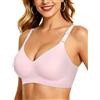 HORISUN Reggiseno Senza Ferretto Donna Reggiseni Senza Cuciture Scollo a V Copertura Completa Push Up Reggiseno Comodo (Rosa S)