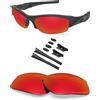 BlazerBuck Lenti di Ricambio polarizzate Anti-Sale per Occhiali da Sole Oakley Flak Jacket, Rosso Fuoco - Polarizzato, 0