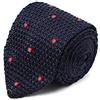 BRERA 67 Cravatta Uomo Blu Pois Rosso Elegante | Cravattino per Completo 150x7 | Cravatte Slim per Vestito da Cerimonia e per Abiti da Lavoro