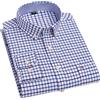Nemopter Camicia da uomo a quadretti, a maniche lunghe, slim fit, business, classe casual, stiratura facile, cotone