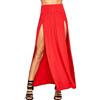 Crazy Girls, Maxi Gonna da Donna a Vita Alta, in Jersey Elasticizzato, con Spacco Laterale Red 38