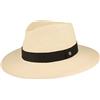 Hut Breiter Breiter Cappello Panama Originale di Paglia Cappello Estivo Intrecciato a Mano in Ecuador con Cinturino in Pelle Protezione UV e Antirottura Leggero Traspirante Bianco (Nastro Grosgrain) S