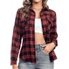Aottori Camicia Donna a Quadri Cotone Rosso Nero L
