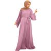 Generic Abito da donna musulmano tinta unita Abaya, lunghezza intera, vestibilità ampia, caftano musulmano con maniche lunghe, modesto abito islamico maxi da indossare tutti i giorni, preghiera e moschea