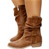Generico Stivaletti da Donna Stivaletti in Pelle Scamosciata Pieghe Stivali Invernali Stivaletti Bassi Stivaletti retrò Eleganti con Zip Stivaletti Tinta Unita Scarpe,Regalo Divertente