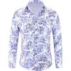 Allthemen Camicia da Uomo in Jacquard Camicia a Maniche Lunghe Paisley Regular Fit Camicia Casual Bianco L