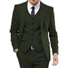 Generic Abito da Uomo in Tweed retrò, Smoking, Abito da Sposa, Ballo di fine Anno, 3 Pezzi, Giacca, Gilet e Pantaloni, Verde Militare, Taglia XS