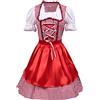 Generico Abito tradizionale da donna, per feste della birra, Oktoberfest, vestito tedesco, con scollo quadrato, abito tradizionale da donna, vestito alla moda Dirndl, camicetta alla moda per Oktoberfest