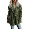 YMING Cardigan Casual In Pile Con Risvolto In Pelliccia Vera Per Donne Cardigan Morbidi Con Tasche e Cappotto a Maniche Lunghe Verde Militare L