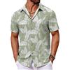 COOFANDY Camicia Uomo A Maniche Corte Camicia Hawaiana Estiva Tropicale Leggere Camicie Floreale con Bottoni Camicie da Spiaggia Foglie di Palma Verde XL