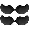 D.DUO Confezione da 2 reggiseni appiccicosi senza spalline, reggiseno invisibile da donna, reggiseni adesivi in silicone antiscivolo, reggiseno push up senza schienale, nero, B