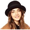INOGIH Cappello derby in lana, rotondo, per uomini e donne, nero, a bombetta, cappello da chiesa a tesa rovesciata (S/M)