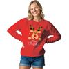 Lang Horn Felpa natalizia da donna con stampa grafica renna maglione a maniche lunghe unisex pullover casual girocollo felpa da donna, Rosso, M