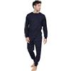 ALV by Alviero Martini Pigiama da Uomo Lungo in Tessuto Jacquard Punto Milano, Vari Modelli E Taglie (IT, Testo, XXL, Regular, Regular, ALP614-Blu)