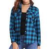 Aottori Camicia Donna a Quadri Maniche Lunghe Blu L