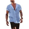 YAOBAOLE Camicia da uomo in lino, a maniche corte, estiva, per il tempo libero, vestibilità normale, 01 azzurro., XL