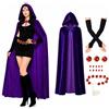 SINSEN Costume da corvo Titans da donna adulta, mantello viola da corvo, streghe, mantello, cintura, guanti in velluto rosso con gemma rossa, per cosplay, Halloween, costumi per feste, carnevale