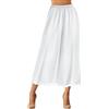 Jadive - Sottogonna lunga da donna in raso, mezza sottoveste, in pizzo, per abiti, lingerie, gonne, bianco, Small