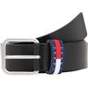 Tommy Jeans Uomo Cintura Ryan 3,5 cm Cintura in Pelle, Nero (Black), 110 cm