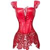 WLFFW Corsetto in Pelle Gotico Corpetto Donna Pizzo XS Rosso