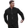 Generico Giacche in Pelle Scamosciata da Uomo Tinta Unita Leggero con Cerniera Cardigan a Maniche Lunghe Casual Giacche Autunnale Inverno Comfort Cappotto Uomo (Black, XL)