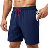 HEOAARG Costumi da Bagno Uomo Leggeri Pantaloncini da Bagno Asciugatura Rapida Costume Uomo Mare Traspirante Bermuda Shorts con Tasche con Cerniera E Coulisse Elastiche，Blu Scuro，XL