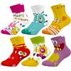 Queenshin 6 Paia Calzini Bambino Bambini Calze Ragazza Colorati Divertenti dei Mostri dei Cartoni Animati Calzini Caviglia Morbido Regalo 5-8 Anni Taglia 28-32