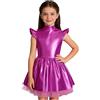 RUNQHUI - Tutu, vestito da danza moderna e jazz per ragazze, abito metallizzato, costume da spettacolo, tenuta, rosa acceso, 11-12 Anni