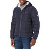 Tommy Hilfiger, Piumino da uomo impermeabile, di peso medio, con cappuccio foderato in pile Sherpa, Small