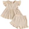 XIXIMAON Carino Baby Girls Abiti Estivi Daisy Stampa Floreale Manica Volante Volante Canotte Canotte Increspature Pantaloncini Elastici Set 2 pz Bambino Ragazza Cotone Lino Set