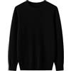 ERFMFKL Maglione da uomo in lana merino, girocollo, a maniche lunghe, tinta unita, morbido e caldo, Nero , XXL