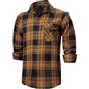 HISDERN Camicie da Uomo Manica Lunga Camicia Casual in Flanella Scozzese Camicie abbottonate a Quadri Blu Scuro/Caramello 4XL
