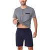 Aseniza Pigiama Uomo Estivo Corto in Cotone con Bottoni Pigiami Due Pezzi da Uomo Maniche Corte con Pantaloncini Home S-XXL(Blu Grigio Scuro,M