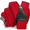 Decalen Bretelle Uomo Eleganti Extra Forte Clip Taglia Unica per Uomini e Donne Grandi e alti Larghezza Regolabile di 4 cm e Forma a Y Elastica (Rosso)