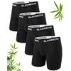 Gladbecke Boxer Uomo bambù Morbido e Traspirante, Mutande Boxer Comode con Apertura Frontale, Elastiche e Comfort Quotidiano, 4 Paia