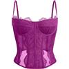 Dealmore - Corsetto in mesh e pizzo, per uscite, feste, appuntamenti e outfit alla moda, crop top con spalline sottili, Rosa caldo, Medium
