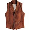 AeoTeokey - Gilet da uomo in tweed a spina di pesce western, in lana, aderente, Arancione, S