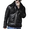 HAOLEI Giacche in Pelle Da Uomo Colletto Con Risvolto a Maniche Lunghe Imbottito Aviatore Bomber Cappotto in Finta Pelle Di Montone Vintage Spesso Cappotto Taglie Forti Giacca Invernale Cappotti in Ecopelle