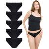 mimosso Slip da donna con pizzo in cotone biologico, confezione da 5 pezzi, morbidi e invisibili, comodi da indossare tutti i giorni (taglia S - 2XL), Nero , L