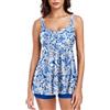 FLYILY Donne 2 Pezzi Tankini Sets Twist Front Tankini Top con Boyshorts Tummy Control Costume da Bagno Floreale