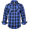 TARAINYA Camicia Flanella Uomo Cotone Western Cowboy Quadri Manica Lunga con Bottoni Automatici Regular Fit B Blu Nero Bufalo S