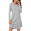 Marvmys Camicia da Notte Signore Sleepshirt Manica Lunga con Scollo a V Sleepshirt Donne Inverno Nightwear Femminile Sleep Dress S-3XL